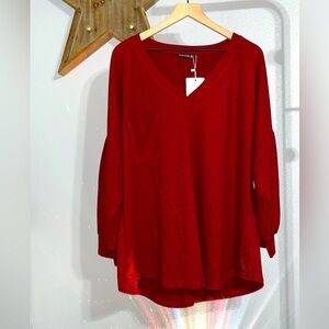 ❤️ NWT Plus Size BloomChic Long Sleeve Balloon 🎈 Sleeve V-Neck Blouse